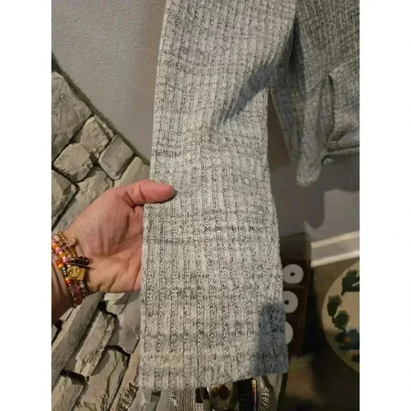 Koppen Women's Gray Sherpa-Lined Knit Hoodie Jacket Size M Casual Gorpcore - Picture 3 of 11